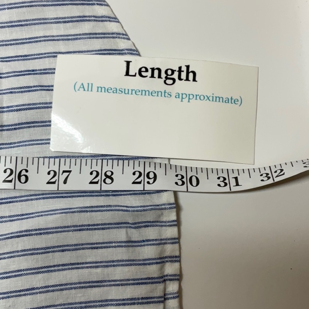 Tommy Bahama Linen Stripe Button Down Shirt XL White Blue - Picture 9 of 11